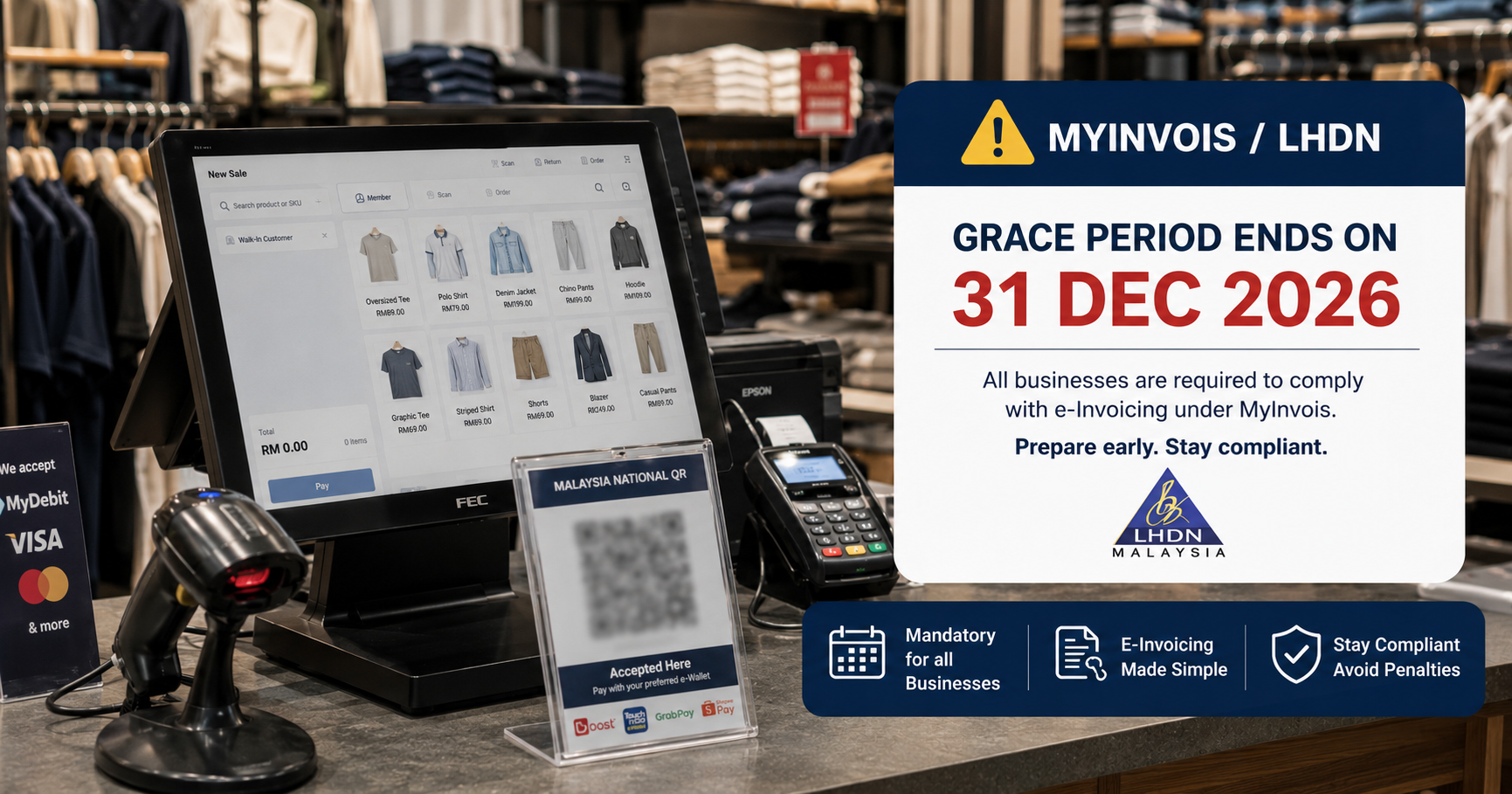 LHDN MyInvois e-invoice grace period ends 31 December 2026 for Malaysian retailers